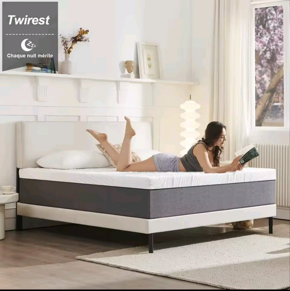 Pack Complet Lit Double Chêne Clair + Matelas + Parure de Lit 160x200